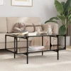 vidaXL Soffbord>Soffbord med svart glasskiva 98,5x50x45 cm stål