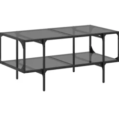 vidaXL Soffbord>Soffbord med svart glasskiva 98,5x50x45 cm stål