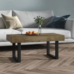 vidaXL Soffbord>Soffbord mörkbrun och svart 90x45x40 cm MDF och järn