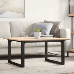 vidaXL Soffbord>Soffbord O-ram 80x80x45 cm massiv furu och stål