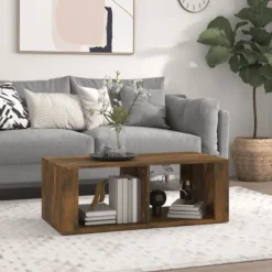 vidaXL Soffbord>Soffbord rökfärgad ek 100x50x36 cm konstruerat trä