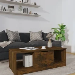 vidaXL Soffbord>Soffbord rökfärgad ek 102x50x36 cm konstruerat trä