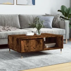 vidaXL Soffbord>Soffbord rökfärgad ek 90x60x35 cm konstruerat trä