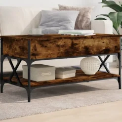 vidaXL Soffbord>Soffbord rökfärgad ek 100x50x50 cm konstruerat trä och metall