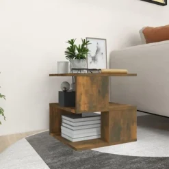 vidaXL Småbord>Soffbord rökfärgad ek 40x40x40 cm konstruerat trä