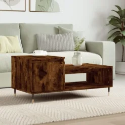 vidaXL Soffbord>Soffbord rökfärgad ek 100x50x45 cm konstruerat trä