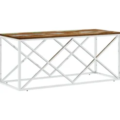 vidaXL Soffbord>Soffbord rostfritt stål och massivt återvunnet trä