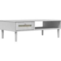 vidaXL Soffbord>Soffbord SENJA rottinglook vit 100x55x33 cm massivt trä