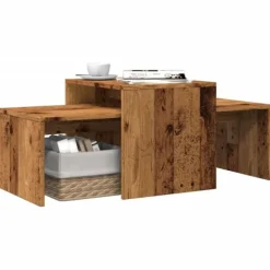vidaXL Soffbord>Soffbord set åldrat trä 100x48x40 cm konstruerat trä