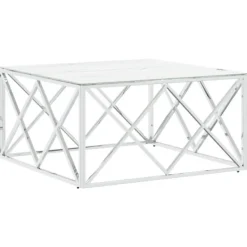 vidaXL Soffbord>Soffbord silver 80x80x40 cm rostfritt stål och glas