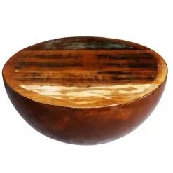 vidaXL Soffbord>Soffbord skålformad med stålbas massivt återvunnet trä