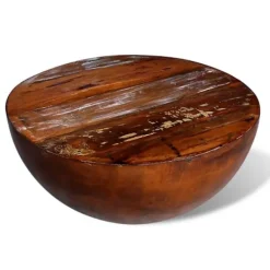 vidaXL Soffbord>Soffbord skålformad med stålbas massivt återvunnet trä