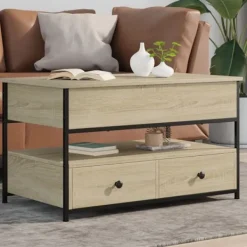 vidaXL Soffbord>Soffbord sonoma-ek 85x50x50 cm konstruerat trä och metall