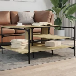 vidaXL Soffbord>Soffbord sonoma-ek 100x100x48,5 cm konstruerat trä