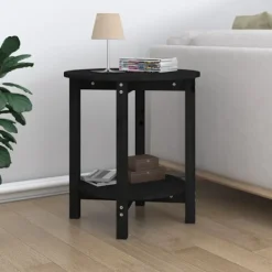 vidaXL Småbord>Soffbord svart Ø 55 x 60 cm massiv furu