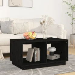 vidaXL Soffbord>Soffbord svart 80x50x40 cm massivt furu