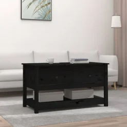 vidaXL Soffbord>Soffbord svart 102x49x55 cm massiv furu