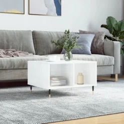 vidaXL Soffbord>Soffbord vit högglans 60x50x36,5 cm konstruerat trä