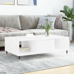 vidaXL Soffbord>Soffbord vit högglans 104x60x35 cm konstruerat trä