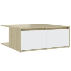 vidaXL Soffbord>Soffbord vit och sonoma-ek 80x80x31 cm konstruerat trä