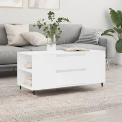 vidaXL Soffbord>Soffbord vit 102x44,5x50 cm konstruerat trä