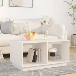 vidaXL Soffbord>Soffbord vit 80x50x40 cm massivt furu