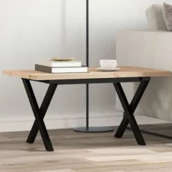 vidaXL Soffbord>Soffbord X-ram 80x50x40,5 cm massiv furu och stål
