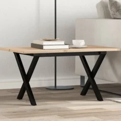 vidaXL Soffbord>Soffbord X-ram 80x50x40 cm massiv furu och stål