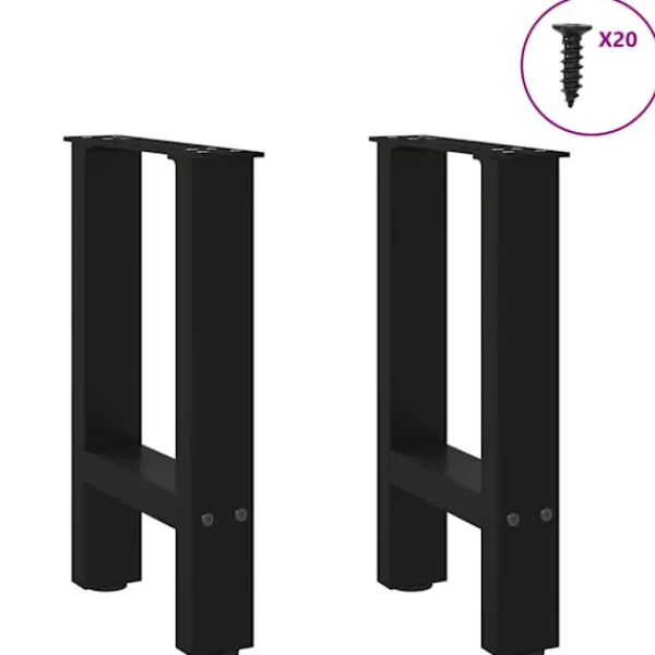 vidaXL Soffbord>Soffbordsben svarta 2 st 38x(42-43) cm stål