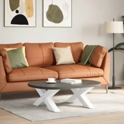 vidaXL Soffbord>Soffbordsben X-formade 2 st vita 70x(30-31) cm stål