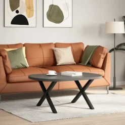 vidaXL Soffbord>Soffbordsben X-formade 2 st svarta 70x(42-43) cm stål