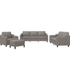 vidaXL Soffor>Soffgrupp med dynor 4 delar Taupe tyg