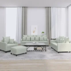 vidaXL Soffor>Soffgrupp med dynor 4 delar ljusgrå sammet