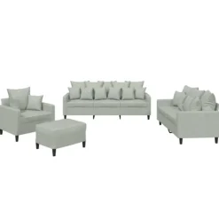 vidaXL Soffor>Soffgrupp med dynor 4 delar ljusgrå sammet