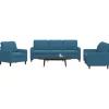 vidaXL Soffor>Soffgrupp med dynor 3 delar blå sammet