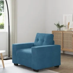 vidaXL Fåtöljer>Soffstol blå 60 cm sammet