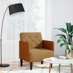 vidaXL Fåtöljer>Soffstol med armstöd brun 55 cm sammet