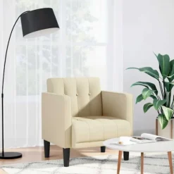 vidaXL Fåtöljer>Soffstol med armstöd gräddvit 53 cm tyg