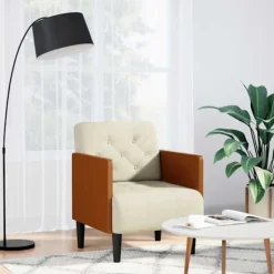 vidaXL Fåtöljer>Soffstol med armstöd gräddvit 55 cm sammet