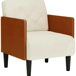 vidaXL Fåtöljer>Soffstol med armstöd gräddvit 55 cm sammet