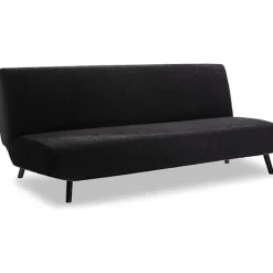 Soffor>Sofföverdrag utan armstöd, elastiskt halkfritt stretchöverdrag mjukt tyg (svart)
