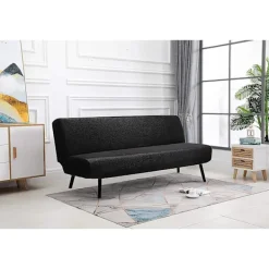 Soffor>Sofföverdrag utan armstöd, elastiskt halkfritt stretchöverdrag mjukt tyg (svart)