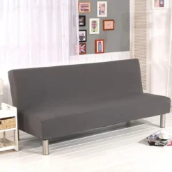 Soffor>Sofföverdrag utan armstöd, stretchigt futonöverdrag för 2-sits, skydd av lös möbel med elastisk botten (grå)