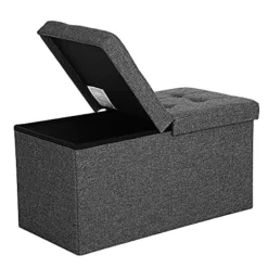 Pavil Kistor & Koffertar>Songmics 80L förvaringsbänk ottoman, fällbar skobänk, med flippande lock, mörkgrå