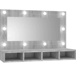 vidaXL Sminkbord>Spegelskåp med LED grå sonoma 90x31,5x62 cm