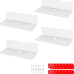 Hyllor>4ST Flytande vägghylla i akryl, 23*9,5 cm, självhäftande hylla utan borrning med 8 kabelklämmor, liten hylla för kontor, badrum, kök, sovrum, vit