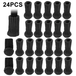 Stolar>24st Stickade Stolbenstrumpor Möbler Golvskydd Överdrag Black