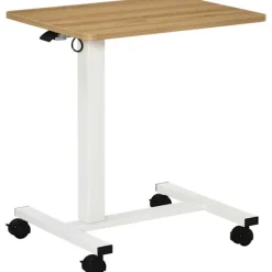 Northio Kontorsmöbler>Ståbord Höj- Och Sänkbart Med Hjul, C-Format, Platsbesparande, Laptopbord, Natur + Vit, 70-110 Cm, Upp Till 70 Kg