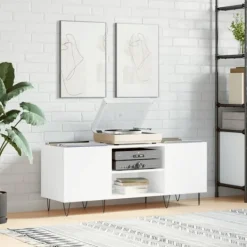 vidaXL Tv-Bänkar>Stereobänk vit 121x38x48 cm konstruerat trä