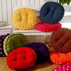 Sittpuffar>Stolskudde, tjock stoppning, quiltad, rund, för matplats inomhus och utomhus, rund kudde, lila